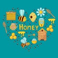 Honey bees vector set Royalty Free Stock Photo